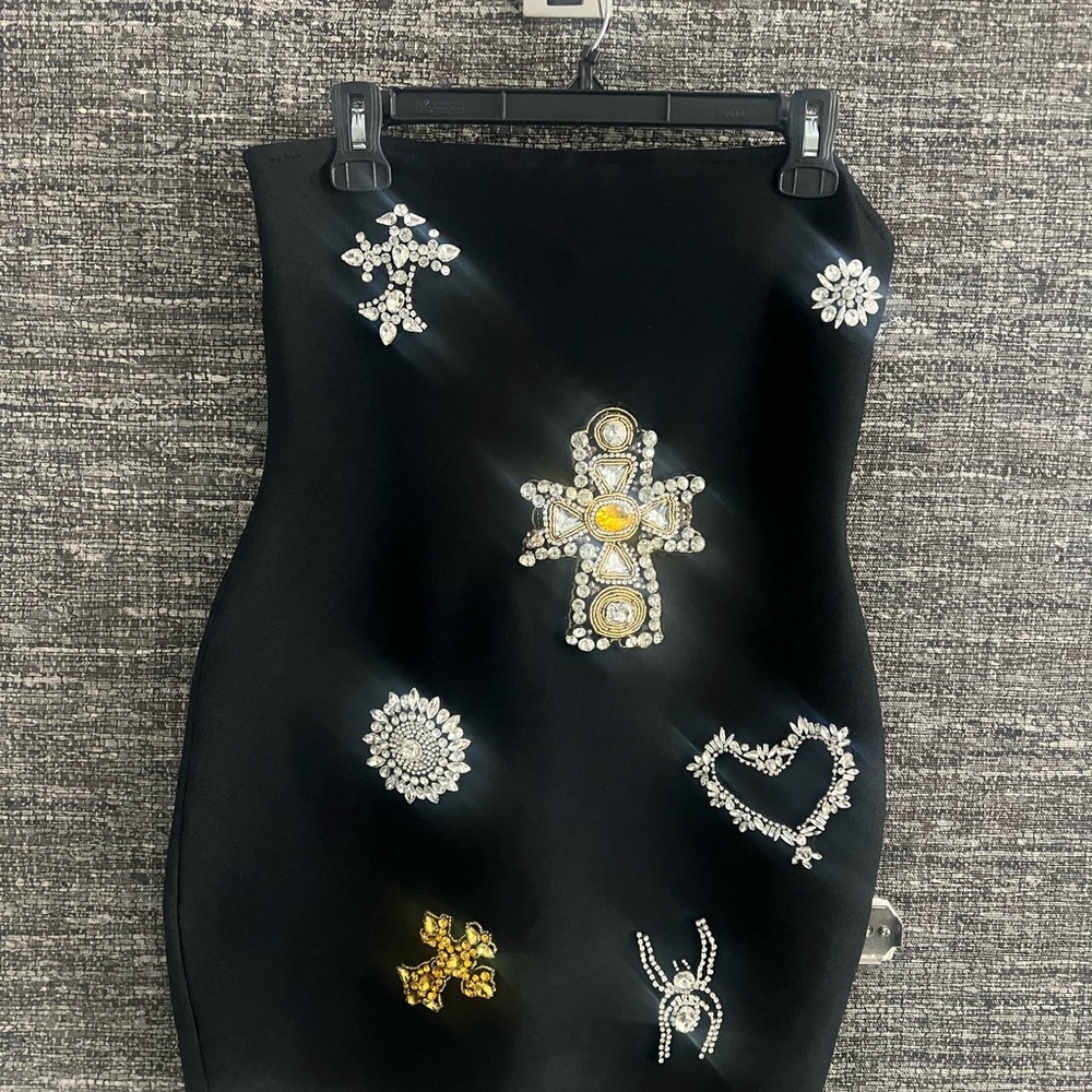 Black Dress with Embellished Designs